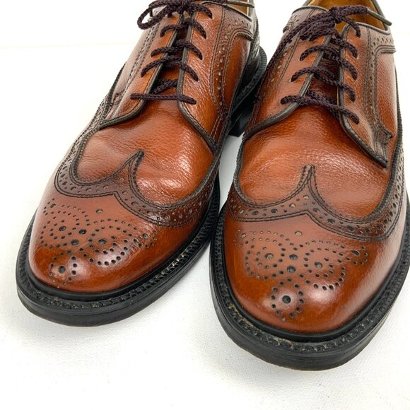 Dexter Brown Pebbled Leather Longwing Wingtip Brogues Oxford Shoes Size 9C - Picture 2 of 16